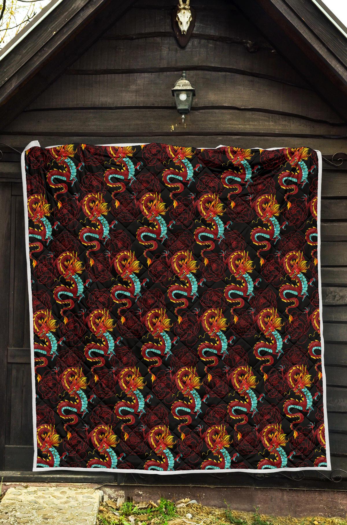 Chinese Dragons and Peonies Design Premium Quilt-JTAMIGO.COM