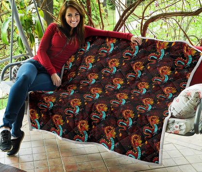 Chinese Dragons and Peonies Design Premium Quilt-JTAMIGO.COM