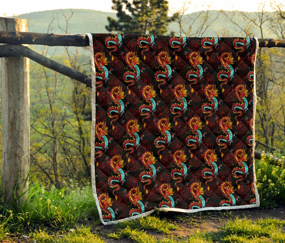 Chinese Dragons and Peonies Design Premium Quilt-JTAMIGO.COM