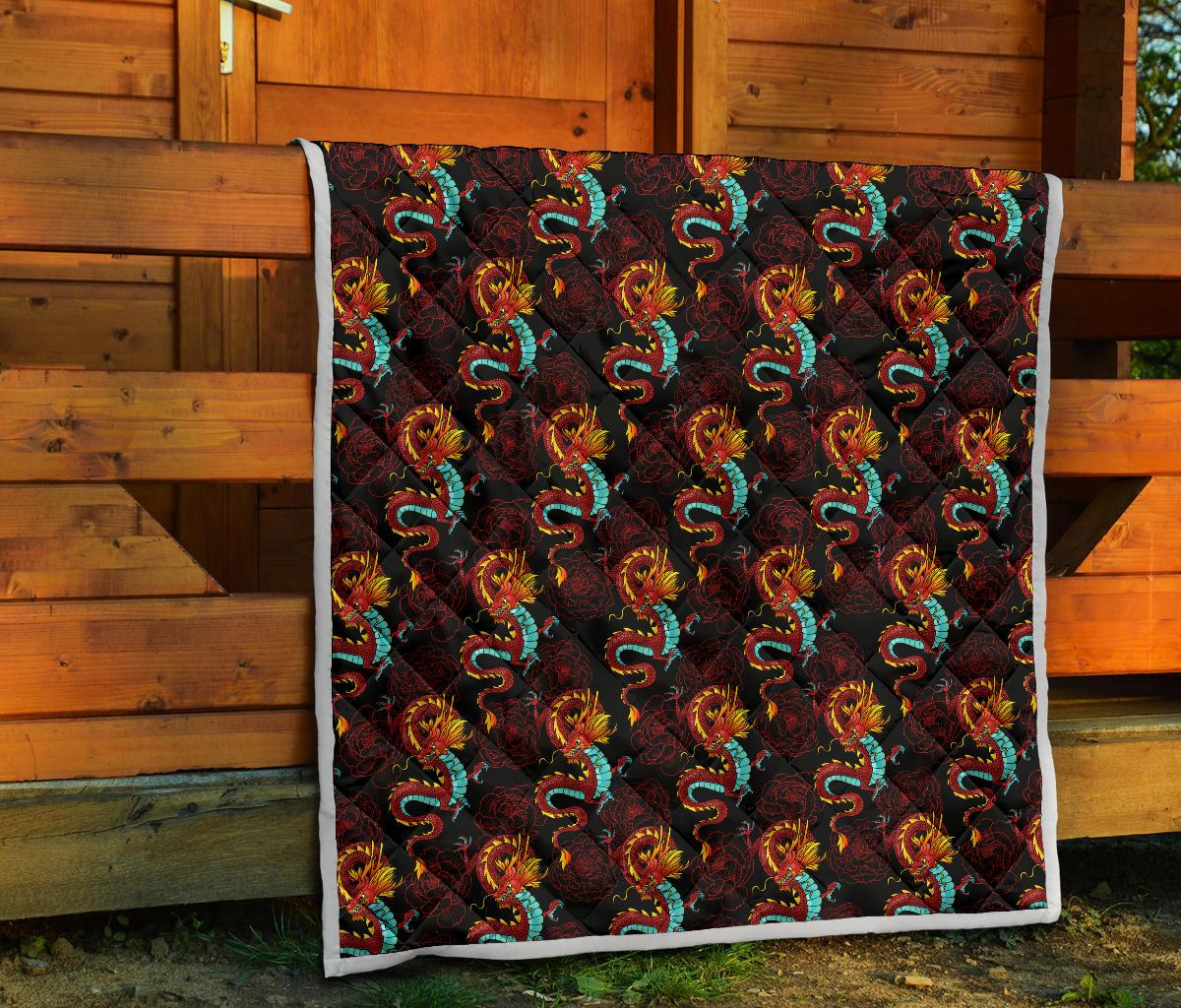Chinese Dragons and Peonies Design Premium Quilt-JTAMIGO.COM
