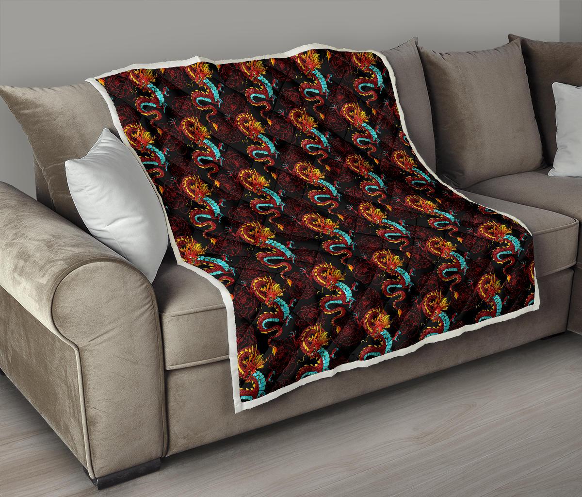Chinese Dragons and Peonies Design Premium Quilt-JTAMIGO.COM