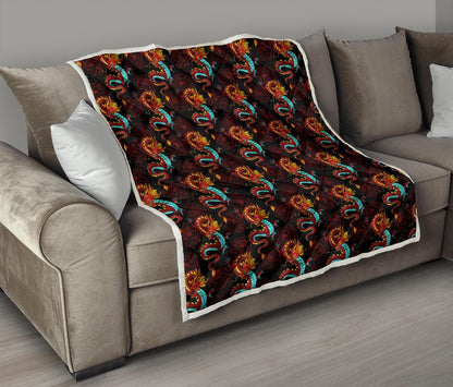 Chinese Dragons and Peonies Design Premium Quilt-JTAMIGO.COM