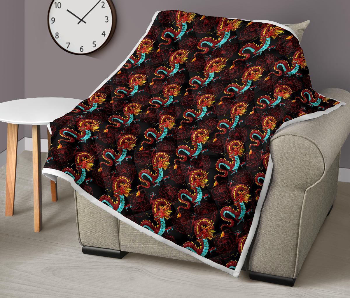 Chinese Dragons and Peonies Design Premium Quilt-JTAMIGO.COM