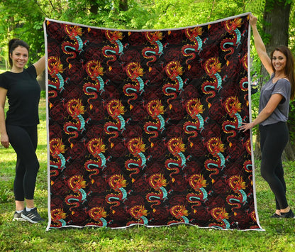 Chinese Dragons and Peonies Design Premium Quilt-JTAMIGO.COM