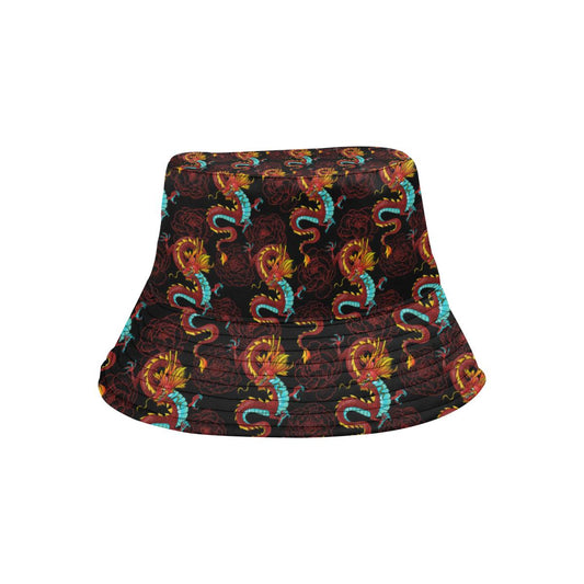 Chinese Dragons and Peonies Design Unisex Bucket Hat
