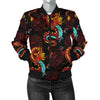 Chinese Dragons And Peonies Design Women Casual Bomber Jacket