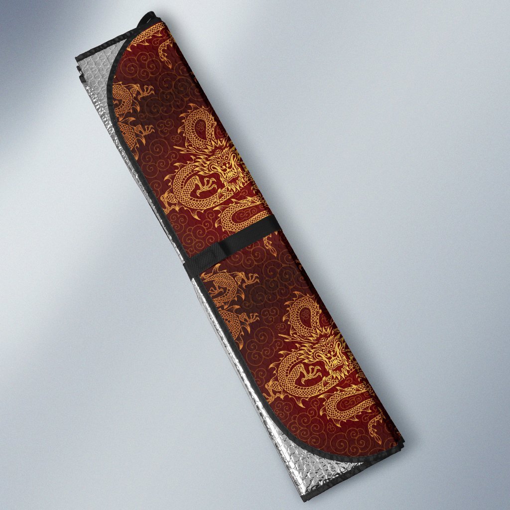 Chinese Dragons Gold Design Car Sun Shade For Windshield