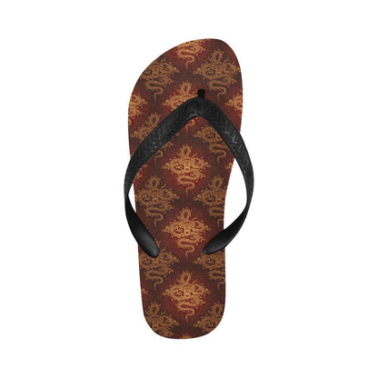 Chinese Dragons Gold Design Flip Flops-JTAMIGO.COM