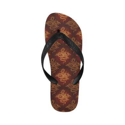 Chinese Dragons Gold Design Flip Flops-JTAMIGO.COM