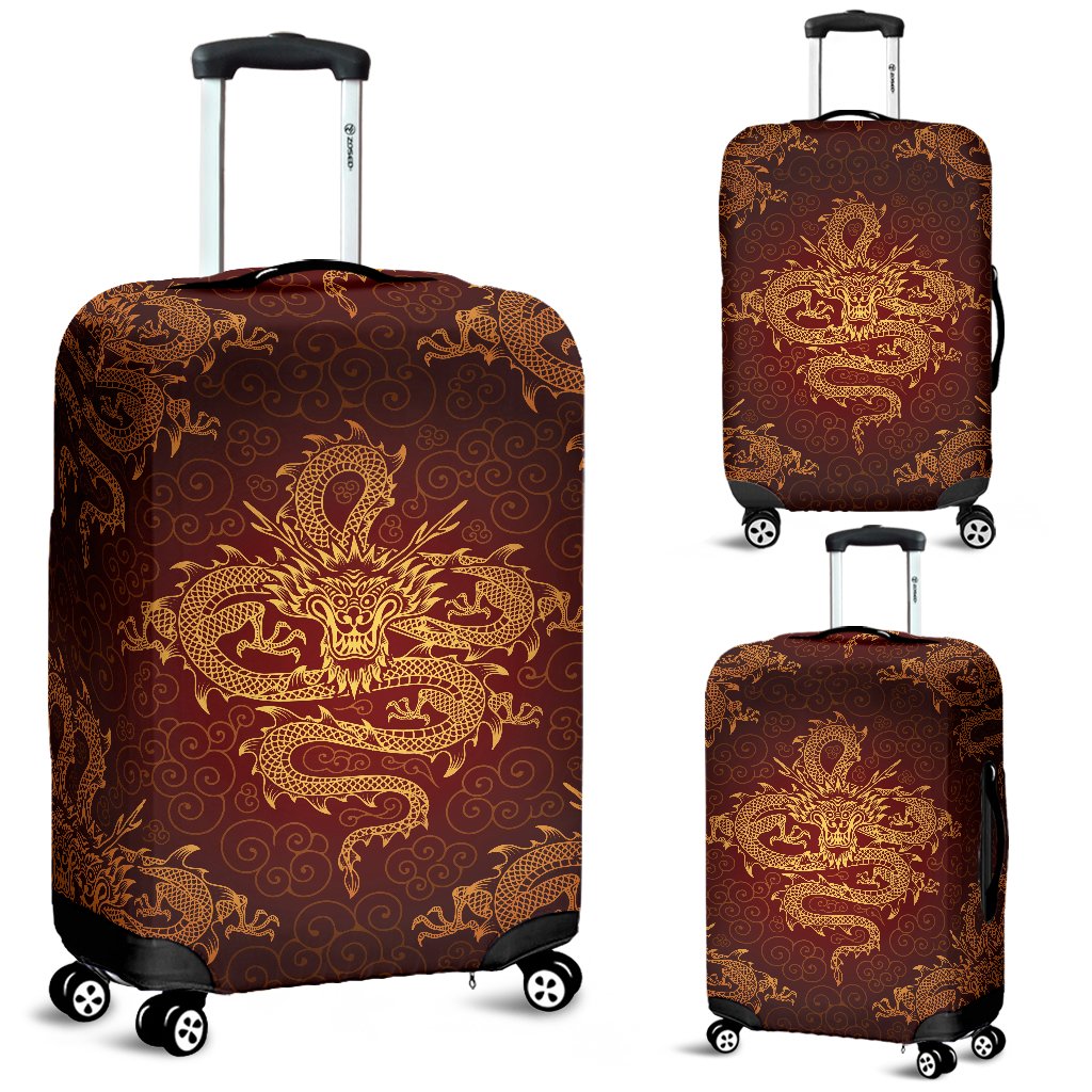 Chinese Dragons Gold Design Luggage Cover Protector