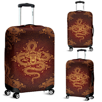 Chinese Dragons Gold Design Luggage Cover Protector
