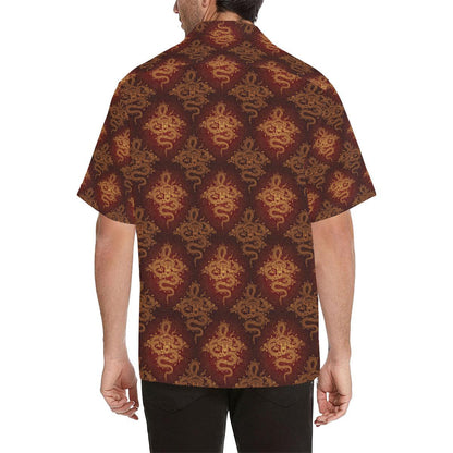 Chinese Dragons Gold Design Men Aloha Hawaiian Shirt