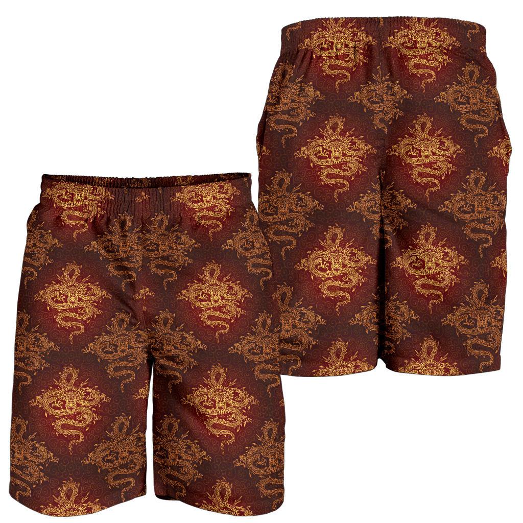 Chinese Dragons Gold Design Mens Shorts-JTAMIGO.COM