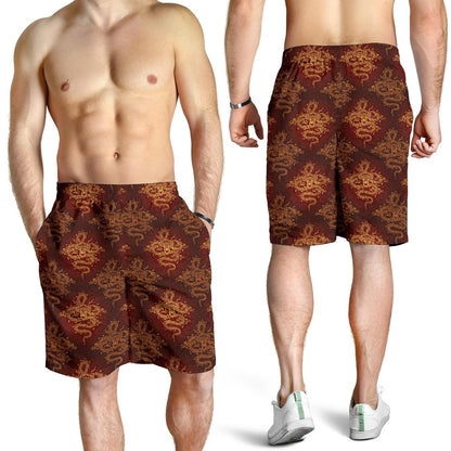 Chinese Dragons Gold Design Mens Shorts-JTAMIGO.COM