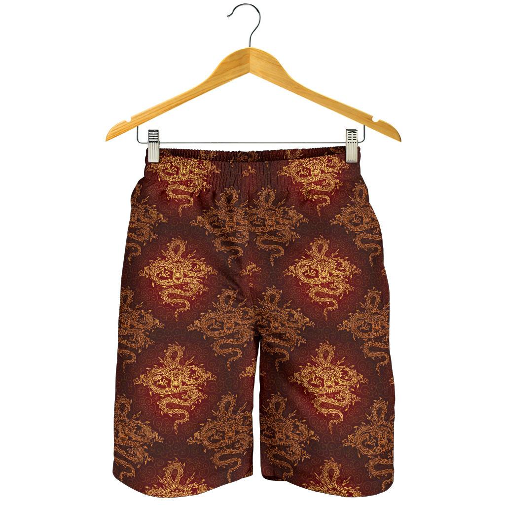Chinese Dragons Gold Design Mens Shorts-JTAMIGO.COM