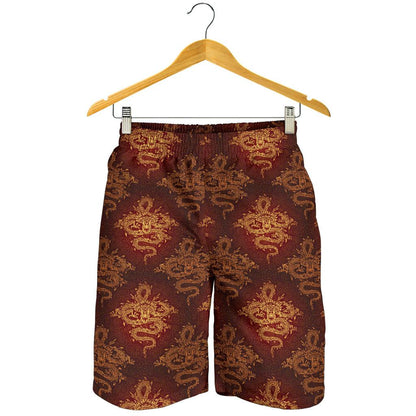 Chinese Dragons Gold Design Mens Shorts-JTAMIGO.COM