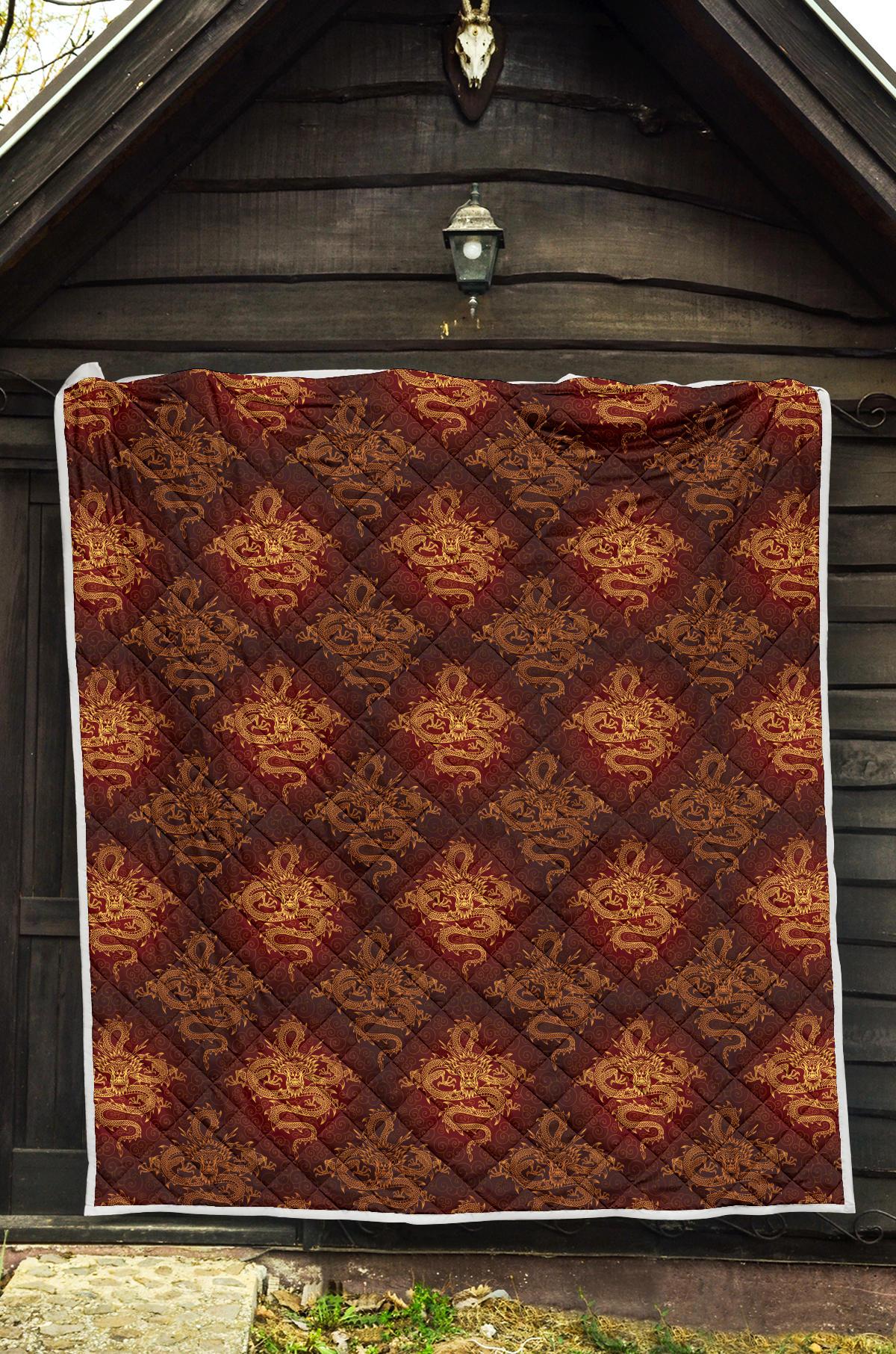 Chinese Dragons Gold Design Premium Quilt-JTAMIGO.COM