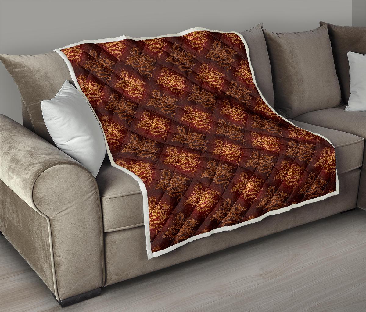 Chinese Dragons Gold Design Premium Quilt-JTAMIGO.COM