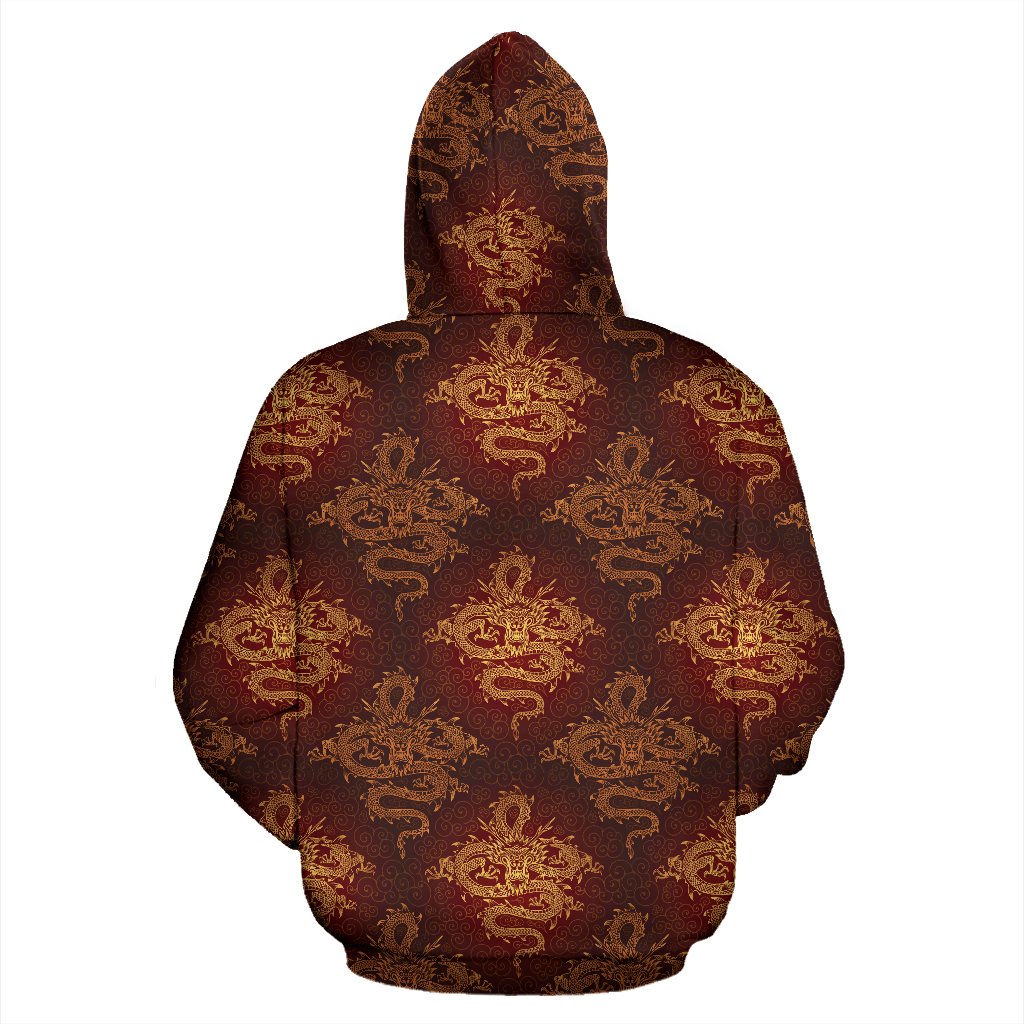 Chinese Dragons Gold Design Pullover Hoodie