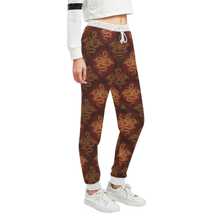 Chinese Dragons Gold Design Unisex Casual Sweatpants (Model L11)-JTAMIGO.COM