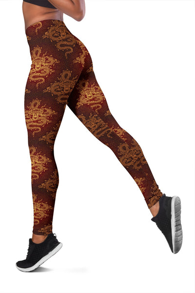 Chinese Dragons Gold Design Women Leggings