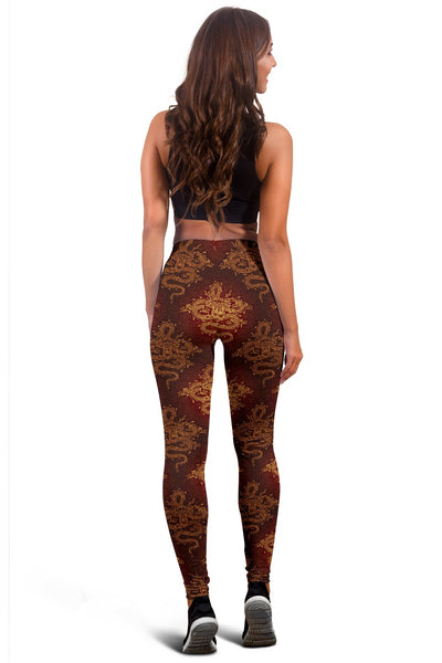 Chinese Dragons Gold Design Women Leggings