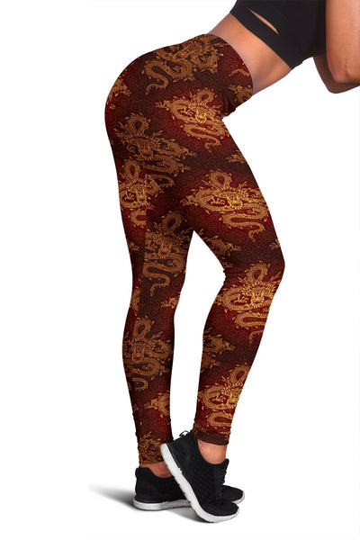 Chinese Dragons Gold Design Women Leggings