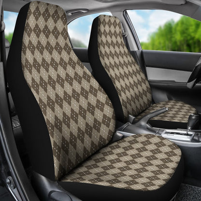 Chocolate Argyle Print Universal Fit Car Seat Covers