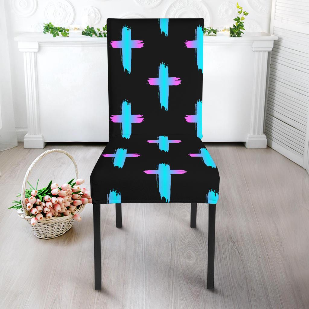 Christian Cross neon Pattern Dinning Chair Slipper-JTAMIGO.COM