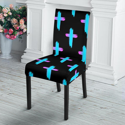 Christian Cross neon Pattern Dinning Chair Slipper-JTAMIGO.COM