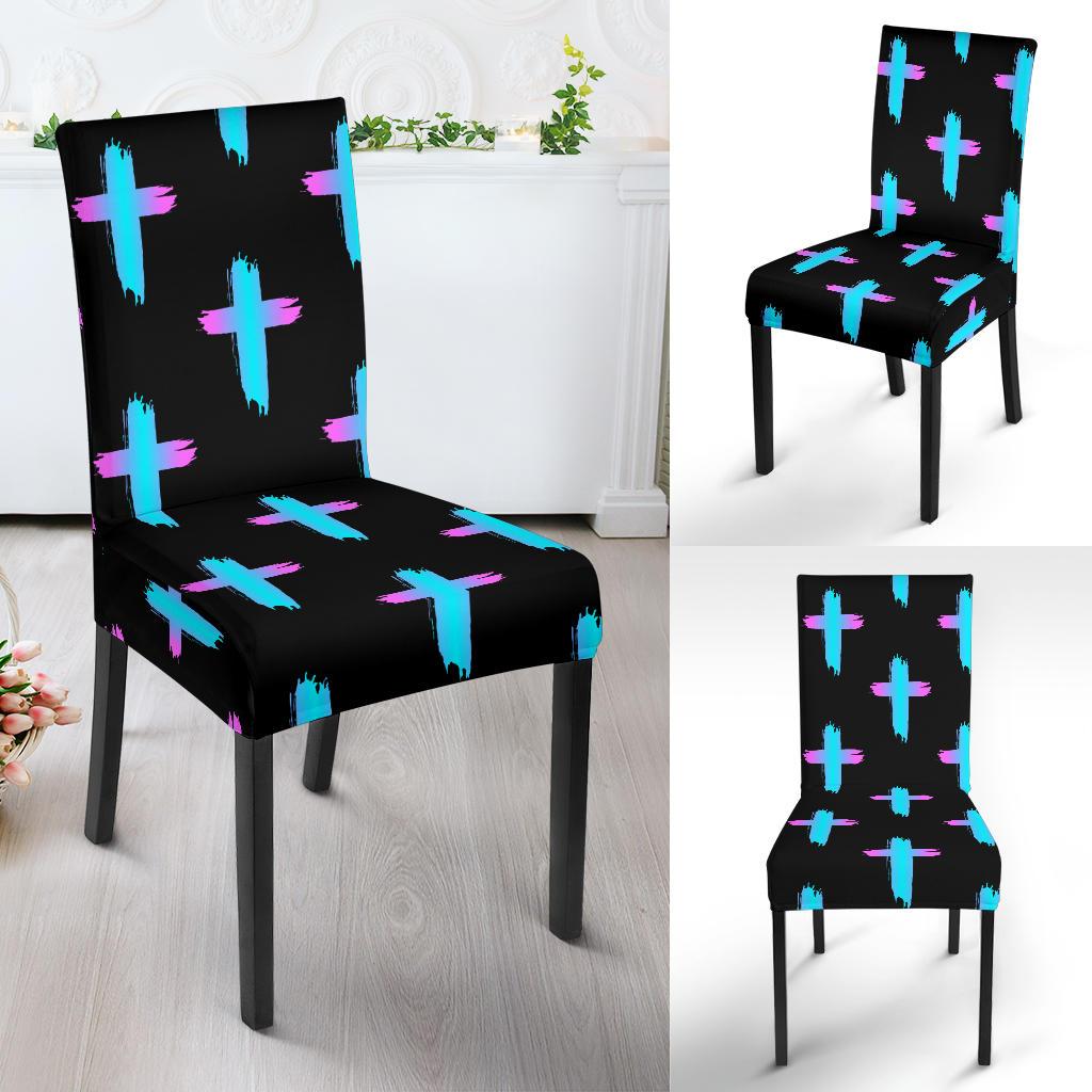 Christian Cross neon Pattern Dinning Chair Slipper-JTAMIGO.COM