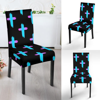 Christian Cross neon Pattern Dinning Chair Slipper-JTAMIGO.COM
