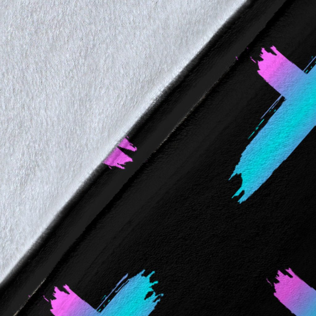 Christian Cross Neon Pattern Fleece Blanket