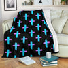 Christian Cross Neon Pattern Fleece Blanket