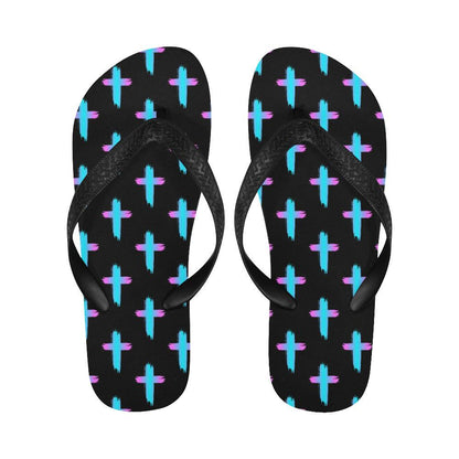 Christian Cross neon Pattern Flip Flops-JTAMIGO.COM