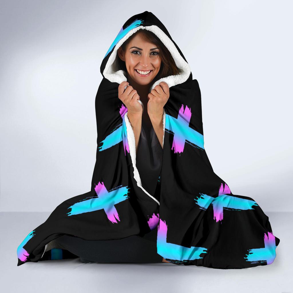 Christian Cross neon Pattern Hooded Blanket-JTAMIGO.COM