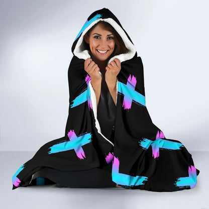 Christian Cross neon Pattern Hooded Blanket-JTAMIGO.COM