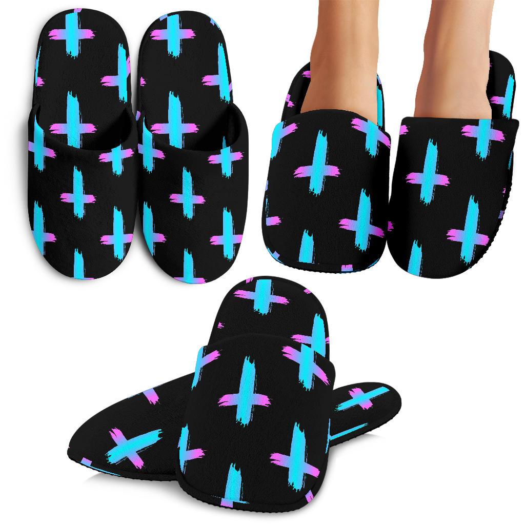 Christian Cross neon Pattern House Slippers