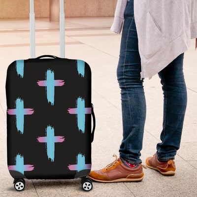 Christian Cross Neon Pattern Luggage Cover Protector