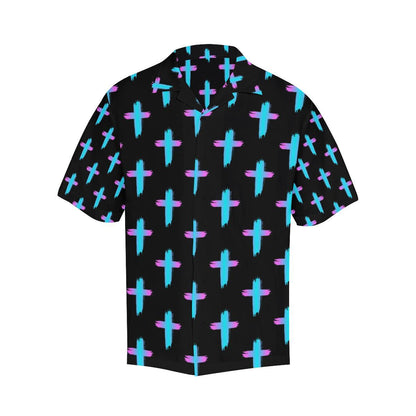 Christian Cross neon Pattern Men Aloha Hawaiian Shirt