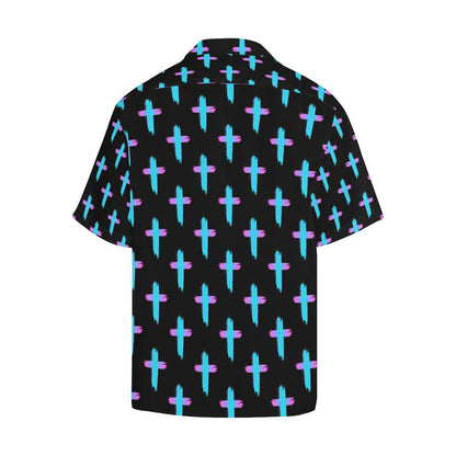 Christian Cross neon Pattern Men Aloha Hawaiian Shirt