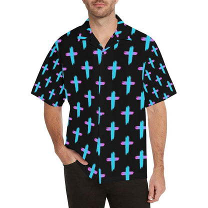 Christian Cross neon Pattern Men Aloha Hawaiian Shirt