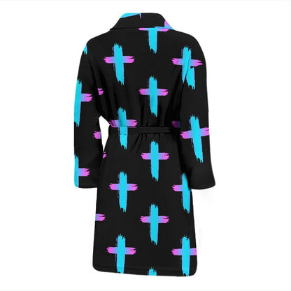 Christian Cross neon Pattern Men Bath Robe-JTAMIGO.COM