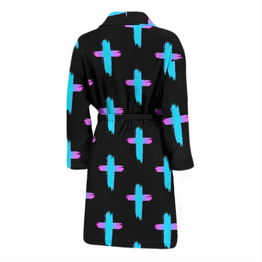 Christian Cross neon Pattern Men Bath Robe-JTAMIGO.COM