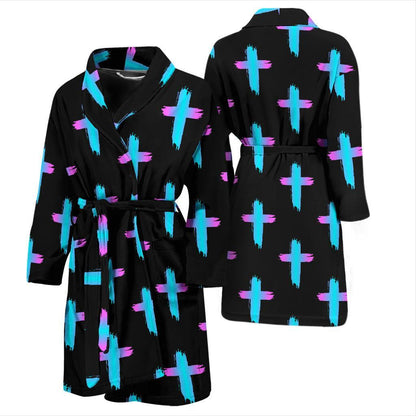 Christian Cross neon Pattern Men Bath Robe-JTAMIGO.COM