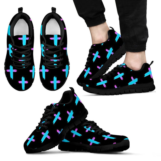 Christian Cross neon Pattern Men Sneakers Shoes