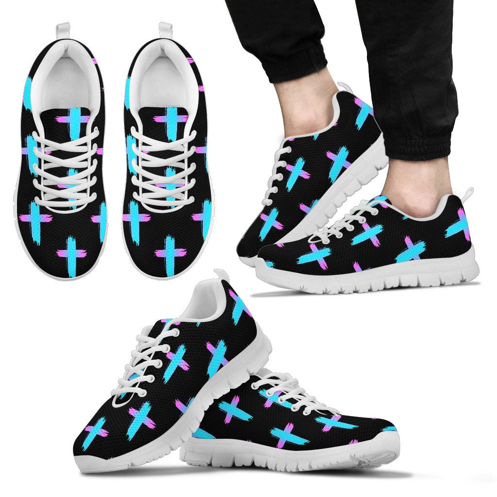 Christian Cross neon Pattern Men Sneakers Shoes
