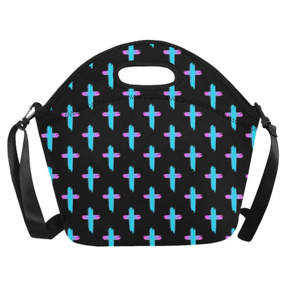 Christian Cross neon Pattern Neoprene Lunch Bag (Model 1669)(Large)-JTAMIGO.COM