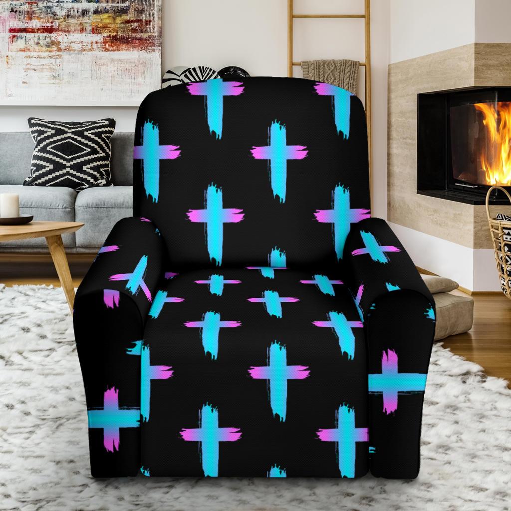 Christian Cross neon Pattern Single Sofa Slipcover -JTAMIGO.COM