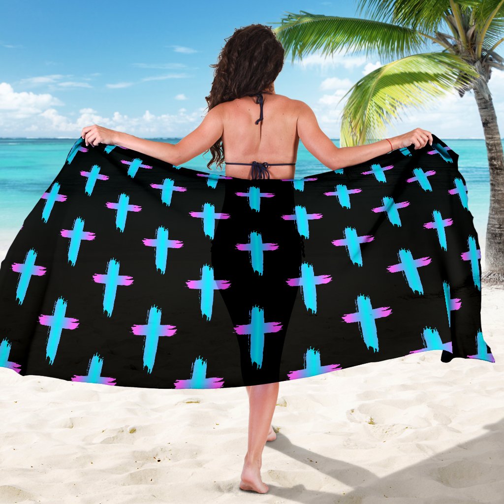 Christian Cross neon Pattern Sarong Pareo Wrap